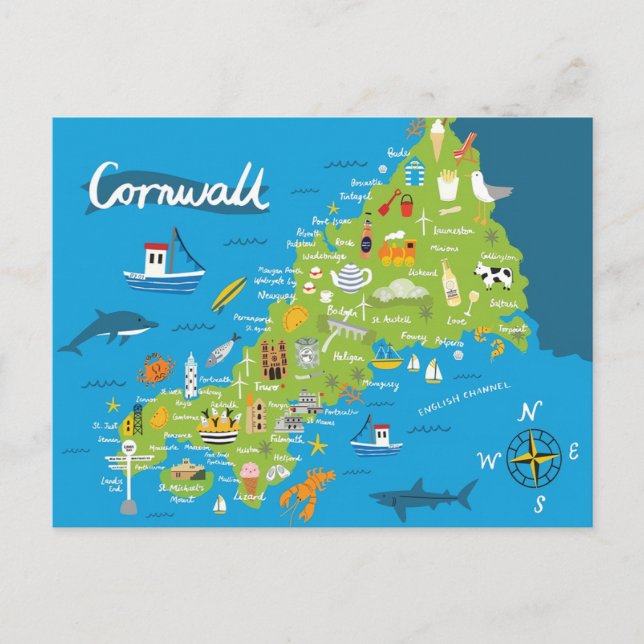 Carte illustrée de Cornouailles (Devant)