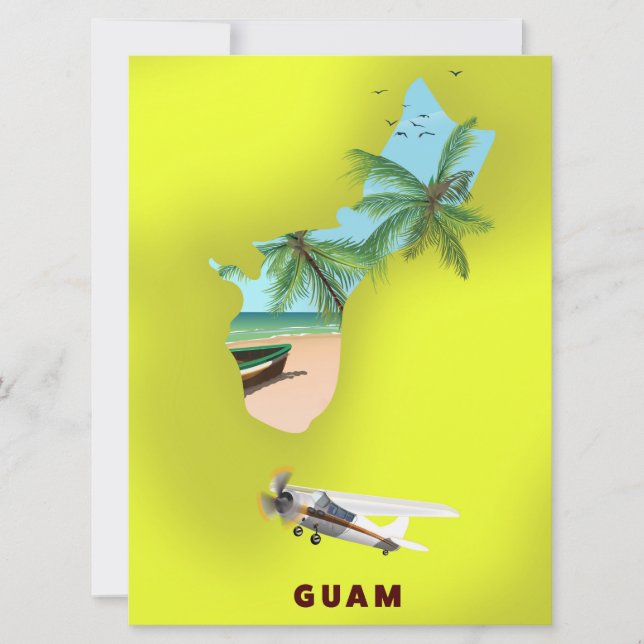 Carte illustrée de Guam affiche de voyage (Devant)