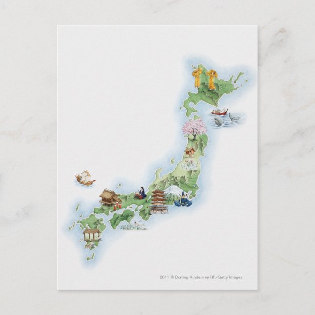 Carte illustrée de l'ancien Japon (Devant)