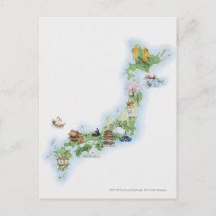 Carte illustrée de l'ancien Japon