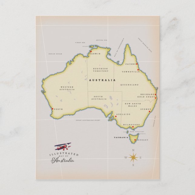 Carte illustrée de l'Australie (Devant)