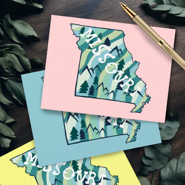 Carte illustrée de l'État du Missouri (Missouri illustrated map postcard in multiple color options!)