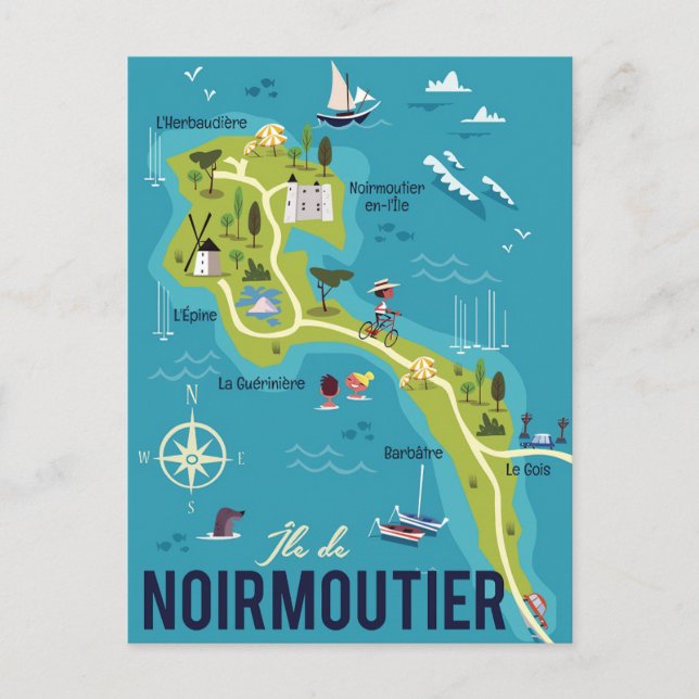 Carte illustrée de l'île de Noirmoutier (Devant)
