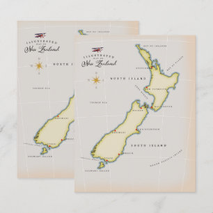 Carte illustrée de Nouvelle-Zélande