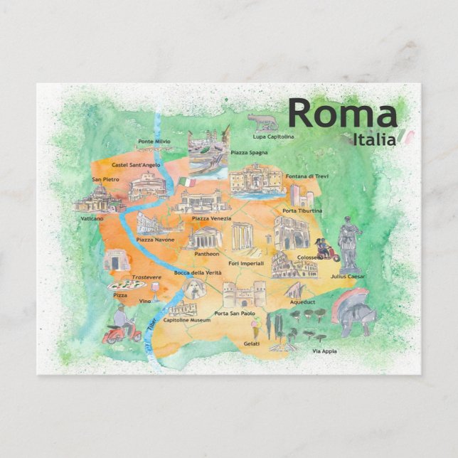 Carte illustrée de Rome Italie pour les voyageurs  (Devant)