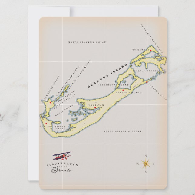 Carte illustrée des Bermudes (Devant)