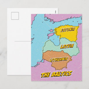 Carte illustrée des États baltes dans le style Pop
