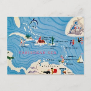 Carte illustrée des îles des Caraïbes
