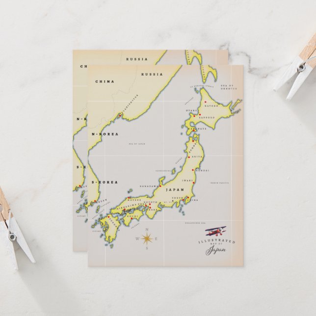 Carte illustrée du Japon (Devant/Arrière en situation)