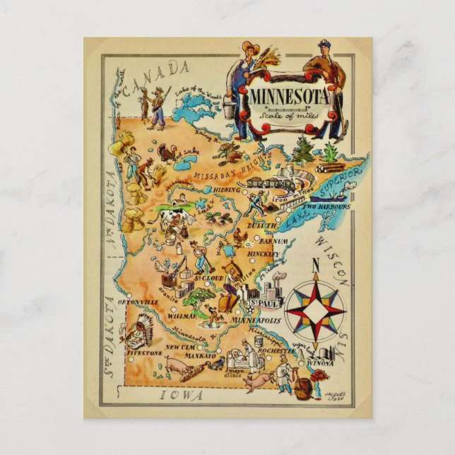 Carte illustrée du Minnesota  (Devant)
