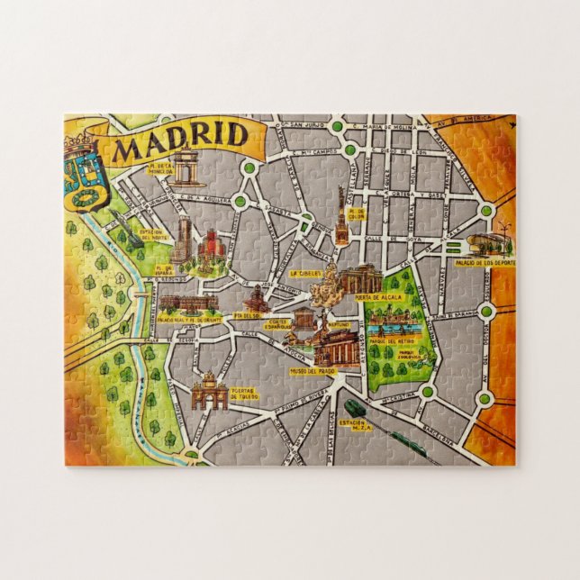 Carte illustrée du puzzle de Madrid (Horizontal)