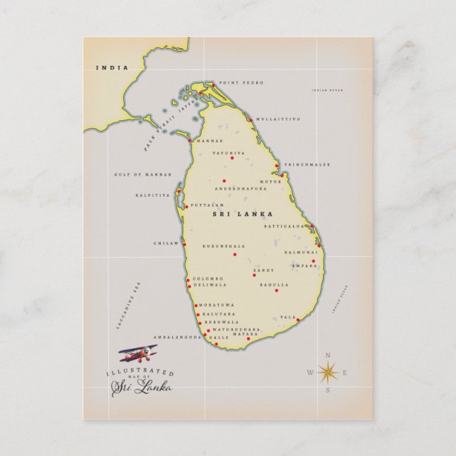Carte illustrée du Sri Lanka (Devant)