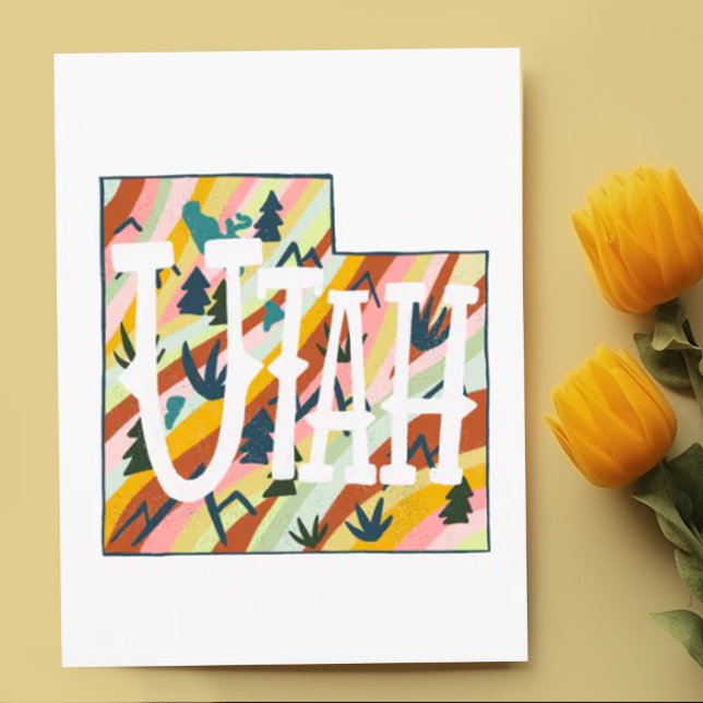 Carte illustrée Utah (Utah illustrated map custom postcard)