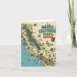 Carte illustrée vintage des parcs de Californie