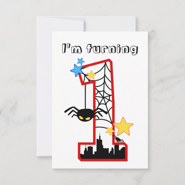 Carte "i'm turning 1" spider (Devant)