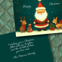 Carte Image de Père Noël mignonne avec animaux