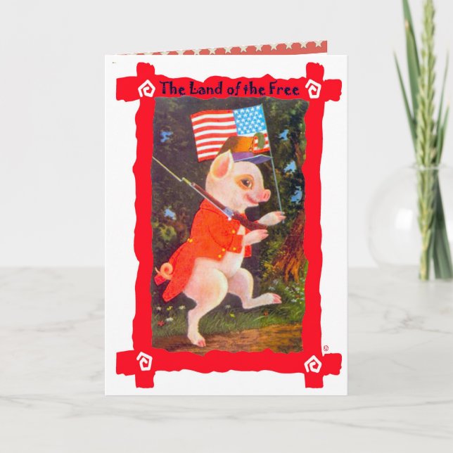 Carte Image vintage, porc patriotique (Devant)