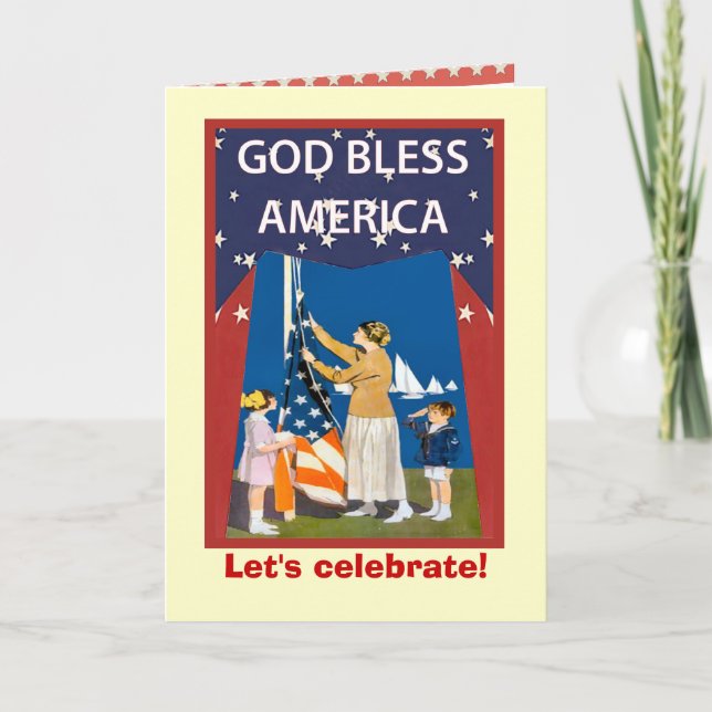 Carte Image vintage, soulevant le drapeau (Devant)