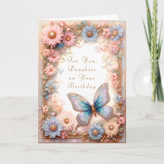 Carte Imaginaire Bleu Papillon Floral Card (Devant)