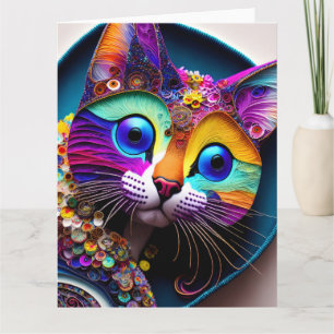 Carte Imaginaire coloré Chat Toutes les occasions Saluta