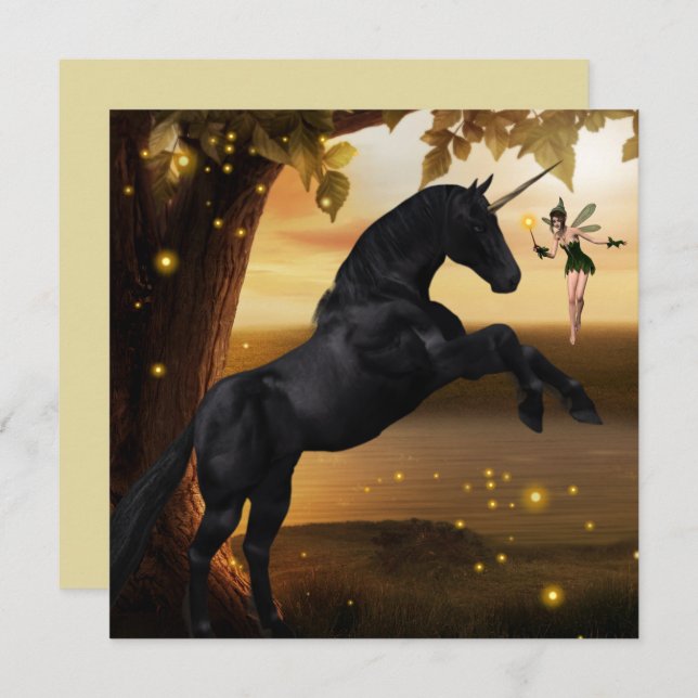 Carte Imaginaire Fairy & Black Unicorn (Devant / Derrière)
