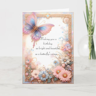 Carte Imaginaire Papillon rose