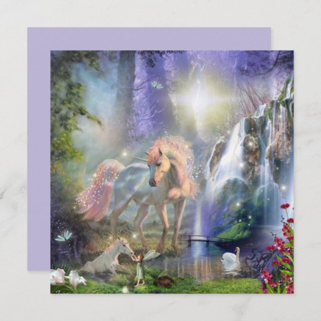 Carte Imaginaire Unicorn maman et bébé (Devant / Derrière)