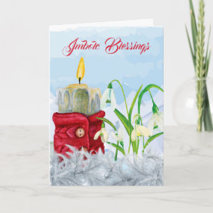 Carte Imbolc Snowdrops & Chandelle Sweater Wiccan Saluta