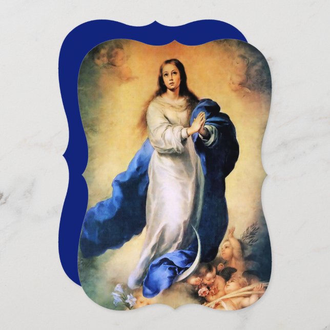 Carte Immaculée Conception Gold avec Memorare (Devant / Derrière)