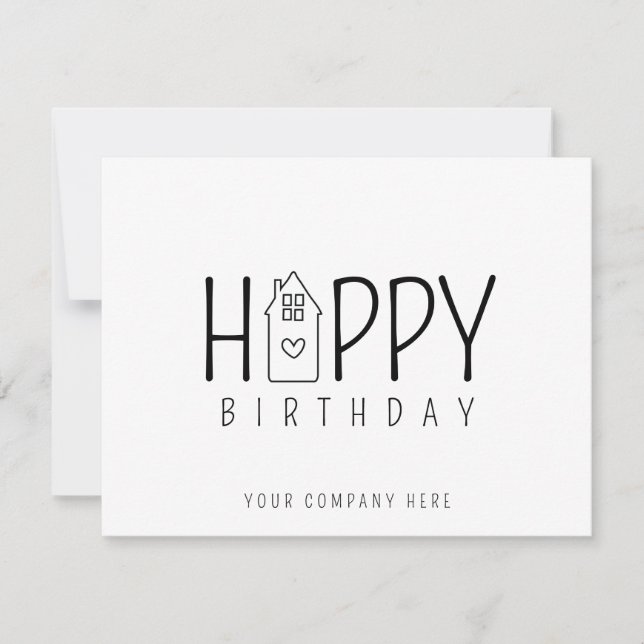 Carte Immobilier Maison Cute Joyeux Anniversaire (Devant)