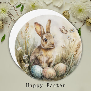 Carte Impression d'art à l'aquarelle de lapin printanier