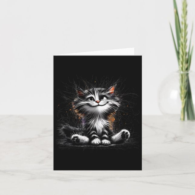 Carte Impression d'art de chat drôle  (Devant)
