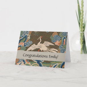 Carte Impression de broderie en soie blanche antique chi