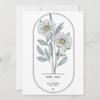 Carte Impression de fleur de naissance d'avril Daisy