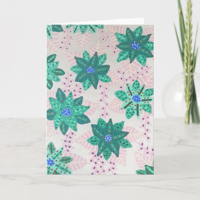 Carte Impression florale festive vert menthe (Devant)