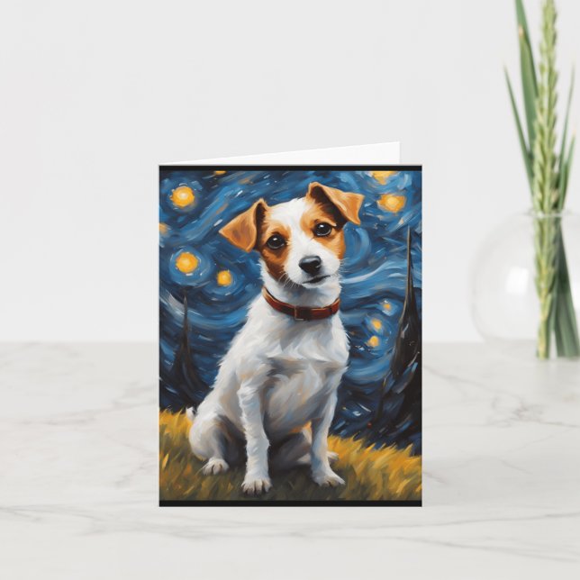 Carte Impression sur toile Jack Russel avec collier  (Devant)