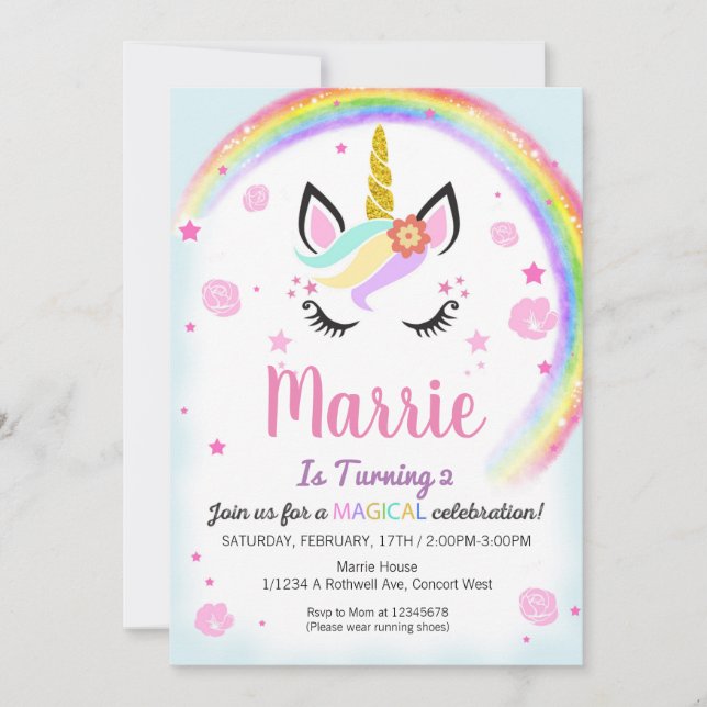 Carte impression unicorne (Devant)