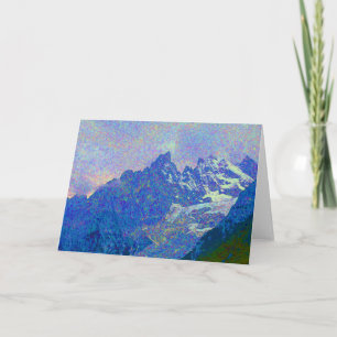 Carte Impressioniste Style Alpine Mountain Landscape