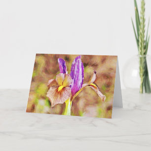 Carte Impressionniste Iris Fleur Gouache Art Note Card