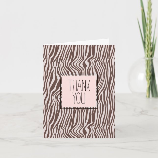Carte Imprimé zèbre marron crème Merci (Devant)