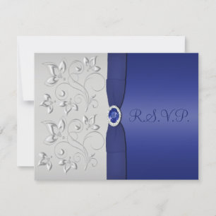 Carte IMPRIMÉE RIBBON Silver et Navy RSVP