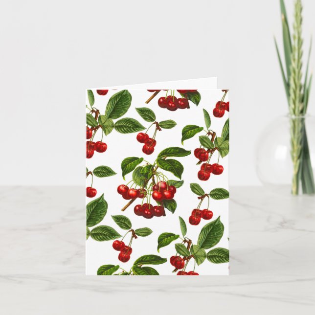 Carte Imprimerie de cerise botanique rouge profond (Devant)
