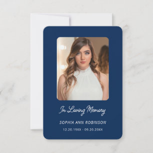 Carte In Love Memory Photo Funeral Blue Prayer Card