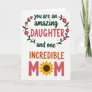 Carte Incroyable Maman Fille Florale