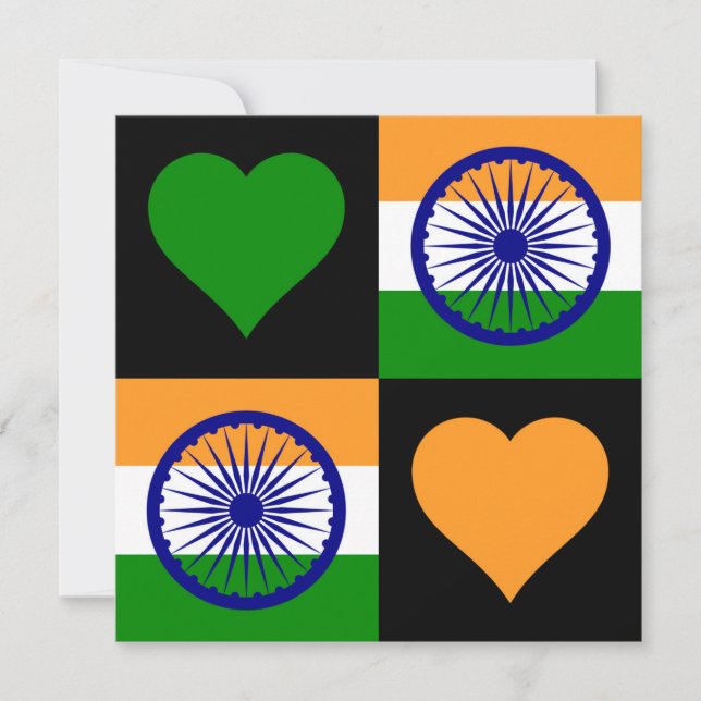 Carte Inde Drapeau Coeur patriotique Salutation indienne (Devant)