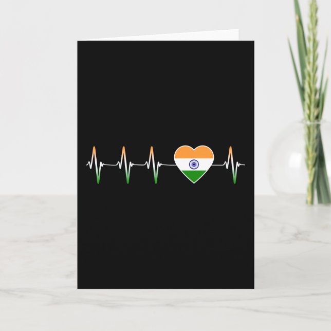 Carte Indian Heartbeat I Love India Flag Heart Country (Devant)