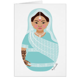 Carte indienne Matryoshka (Aqua)