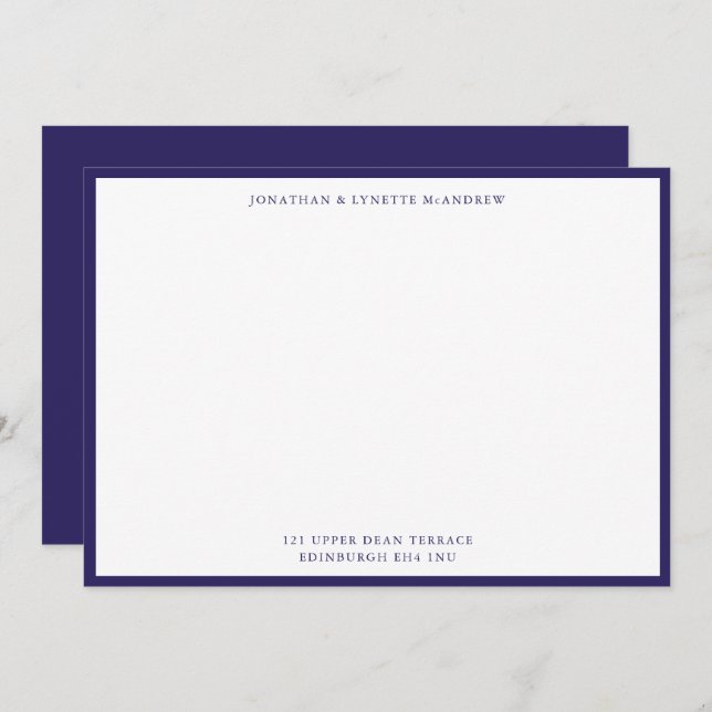Carte Indigo Blue Classic Border Flat Note (Devant / Derrière)