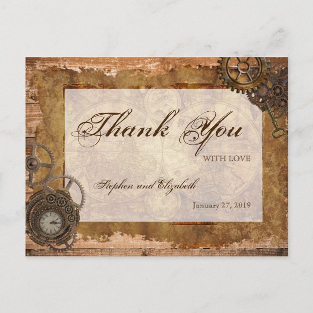 Carte industrielle Steampunk Vintage Bois (Devant)