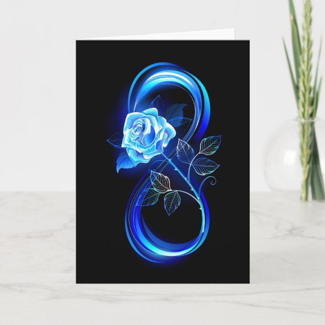Carte Infini lumineux avec rose bleue (Devant)